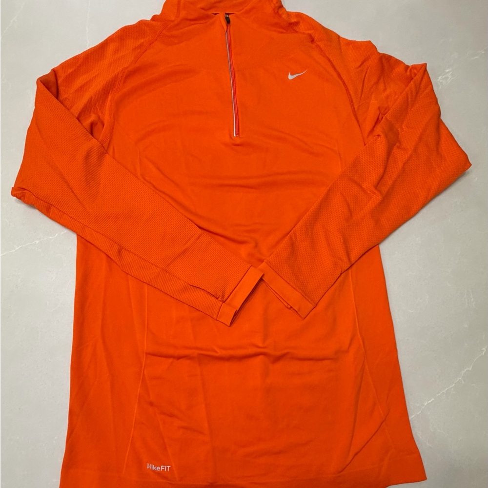 Men’s Nike Dry Fit Orange 1/4 Zip Athletic Top, M